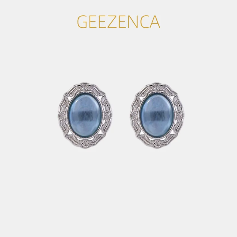 GEEZENCA Blue Aquamarine 925 Silver Oval Stud Earrings For Women French Court Vintage Fashion Dainty Stack Small Earring Gift
GEEZENCA Blue Aquamarine 925 Silver Oval Stud Earrings For Women French Court Vintage Fashion Dainty Stack Small Earring Gift