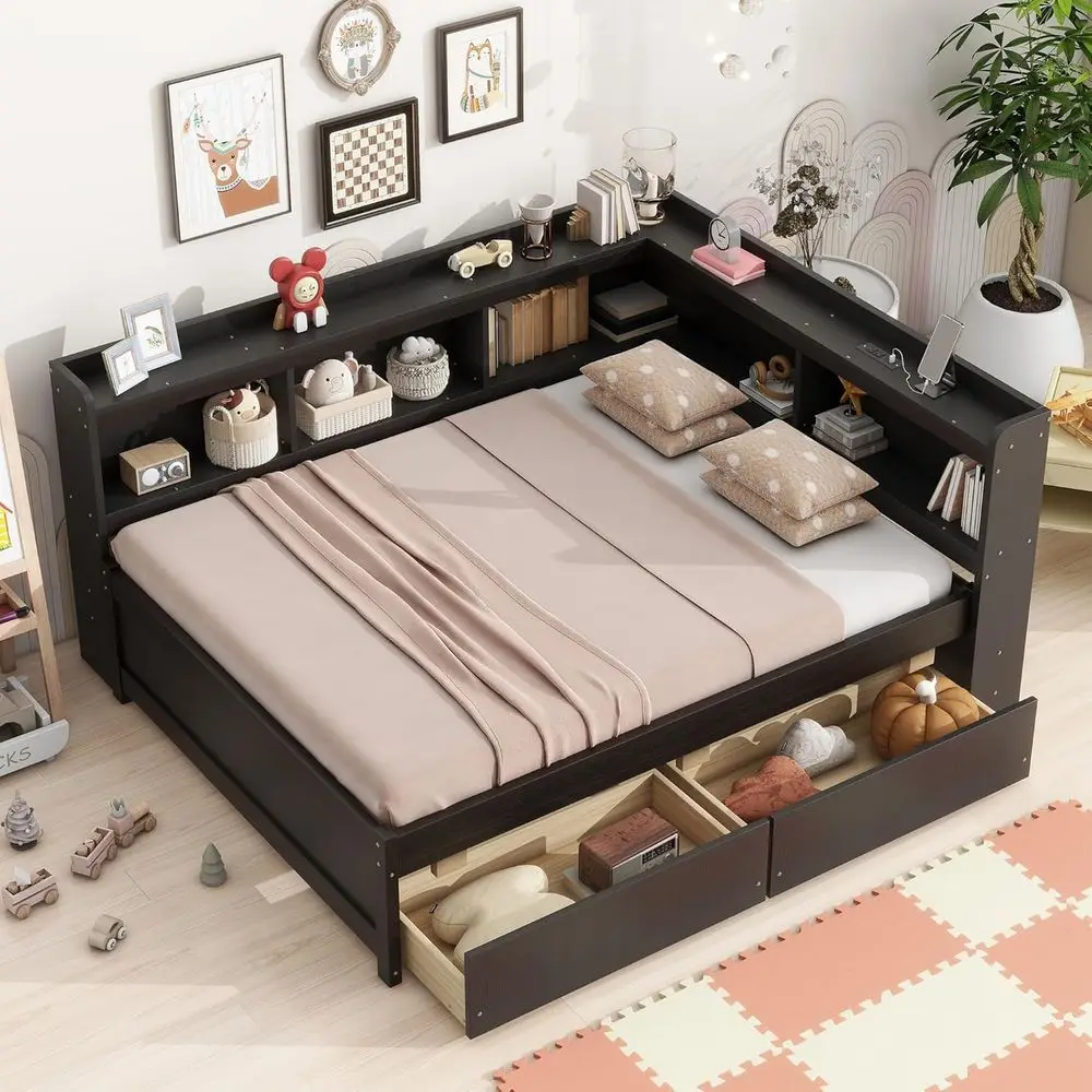 Daybed with Storage Drawers, Bookcase, and Charging Station for Kids, Teens, and Adults - No Box Spring Needed
Daybed with Storage Drawers, Bookcase, and Charging Station for Kids, Teens, and Adults - No Box Spring Needed