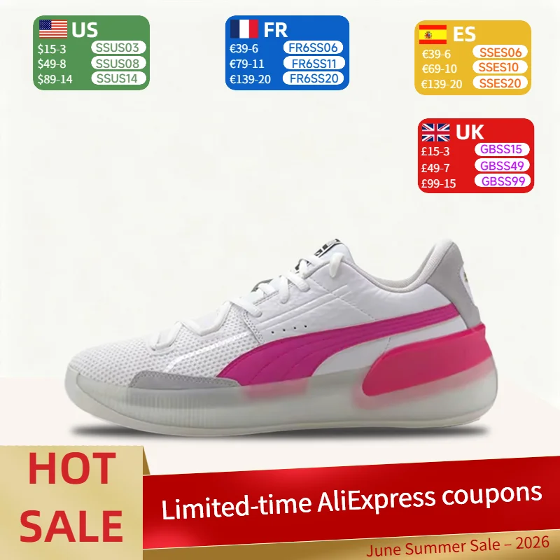PUMA Clyde Hardwood Team: Stylish, Cushioned, Durable Low-Top Basketball Shoes for Men and Women – Pink and White 193663-03
PUMA Clyde Hardwood Team: Stylish, Cushioned, Durable Low-Top Basketball Shoes for Men and Women – Pink and White 193663-03