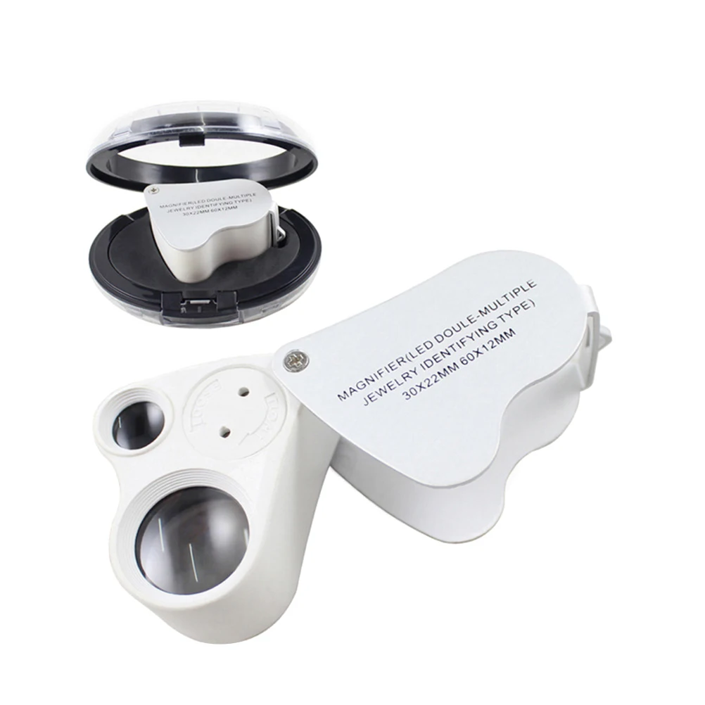 Portable Heart LED Magnifier 30X 60X Jewelry 30X 60X Jewelry Magnifier Loupe Microscope 2 LEDs Dark Environment Storage Case
Portable Heart LED Magnifier 30X 60X Jewelry 30X 60X Jewelry Magnifier Loupe Microscope 2 LEDs Dark Environment Storage Case