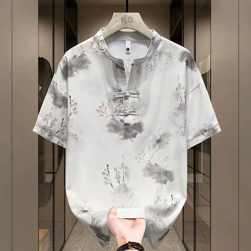 New Chinese Short-sleeved Men Trendy Versatile T-shirt in Summer Retro Stand Collar Thin Fashion Pullover
New Chinese Short-sleeved Men Trendy Versatile T-shirt in Summer Retro Stand Collar Thin Fashion Pullover