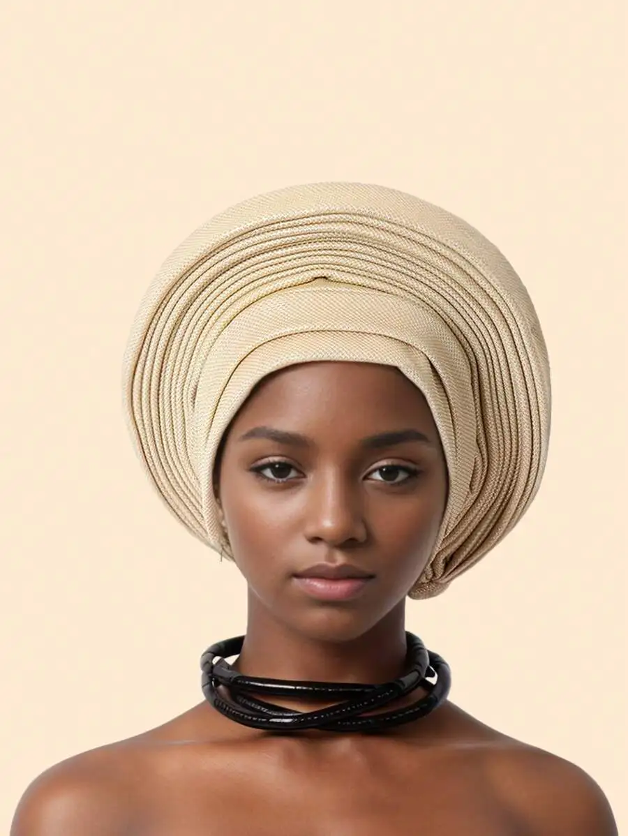 Elegant African Gele Turban Headwrap for Wedding Party Women
Elegant African Gele Turban Headwrap for Wedding Party Women