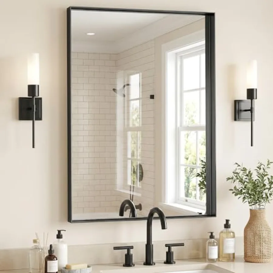 Bathroom Mirror 24x36 Inch, Rectangle Mirror with Metal Deep Frame, Wall Mirrors for Over Sink, Vanity, Bedroom, Bathroom, Hang
Bathroom Mirror 24x36 Inch, Rectangle Mirror with Metal Deep Frame, Wall Mirrors for Over Sink, Vanity, Bedroom, Bathroom, Hang