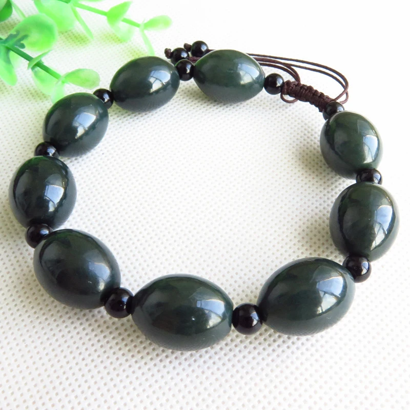Hotan Green Drum-Shaped Jade Pendant Bracelet Men and Women
Hotan Green Drum-Shaped Jade Pendant Bracelet Men and Women