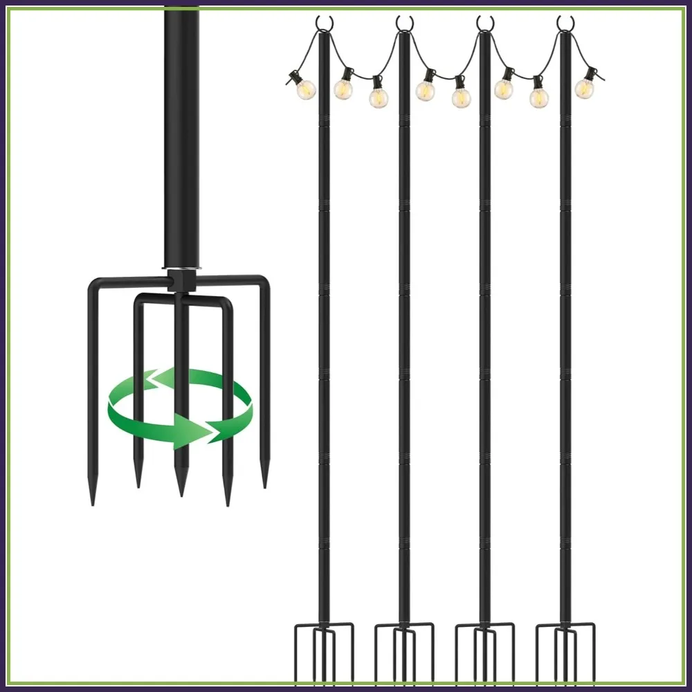 Outdoor String Light Poles 4 Pack, Heavy Duty with 5-Prong Base, Adjustable Height for Patio Garden Party
Outdoor String Light Poles 4 Pack, Heavy Duty with 5-Prong Base, Adjustable Height for Patio Garden Party