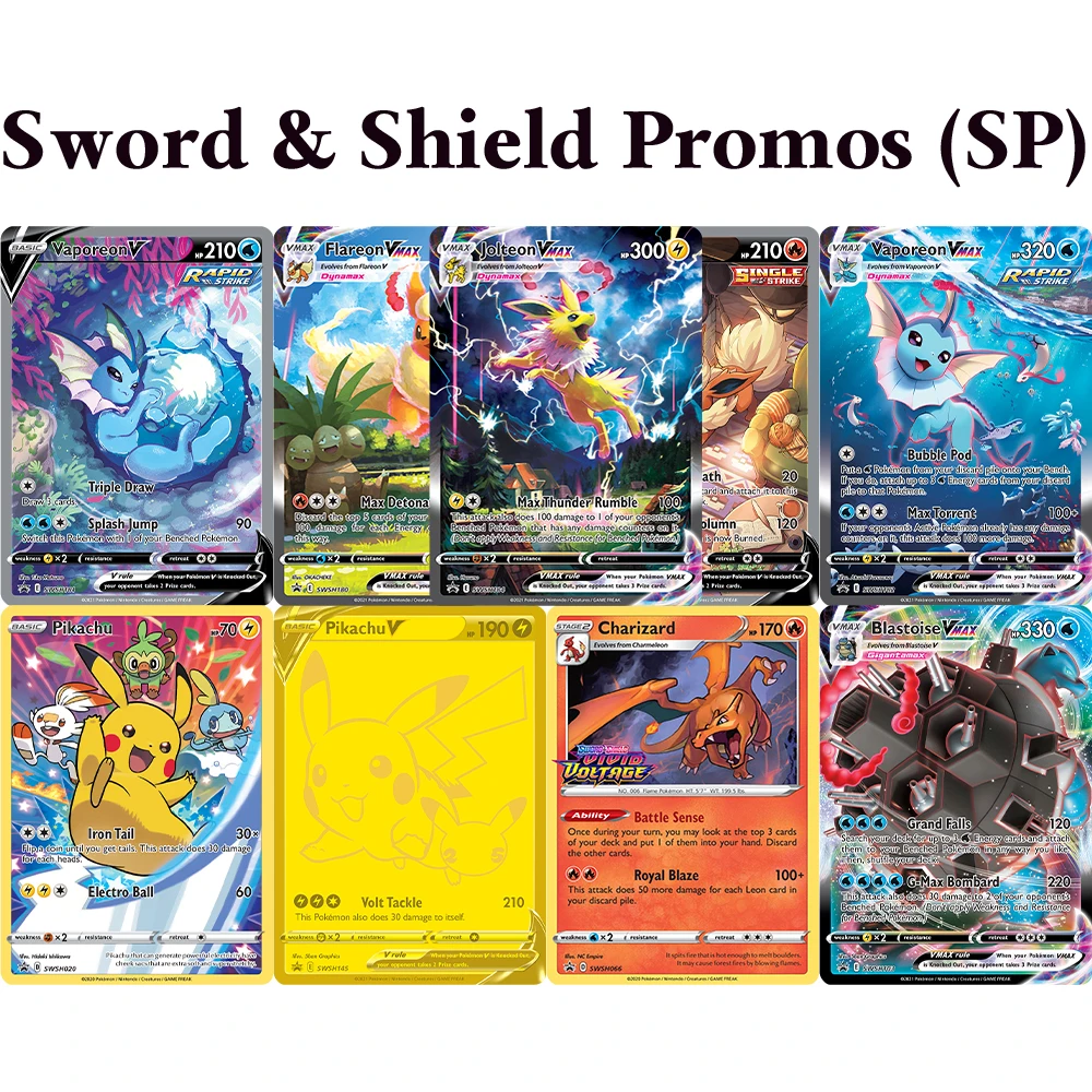 Коллекционные карты PKM Sword & Shield (SP) с редким фольгированным дизайном: Vaporeon, Flareon, Jolteon, Blastoise/VMAX, Vaporeon, Pikachu, Flareon/V
Коллекционные карты PKM Sword & Shield (SP) с редким фольгированным дизайном: Vaporeon, Flareon, Jolteon, Blastoise/VMAX, Vaporeon, Pikachu, Flareon/V