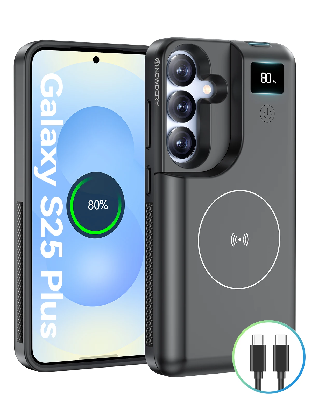 NEWDERY Wireless Charger Battery Case for Samsung Galaxy S25 Plus Power Case 10000mAh Portable Power Bank with LED Display
NEWDERY Wireless Charger Battery Case for Samsung Galaxy S25 Plus Power Case 10000mAh Portable Power Bank with LED Display