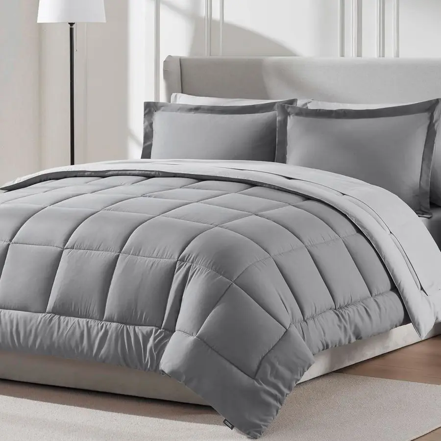 7 Piece Queen Comforter Set Grey Reversible Bed in a Bag Complete Queen Size Bedding Set with Sheets, Pillowcases and Shams
7 Piece Queen Comforter Set Grey Reversible Bed in a Bag Complete Queen Size Bedding Set with Sheets, Pillowcases and Shams