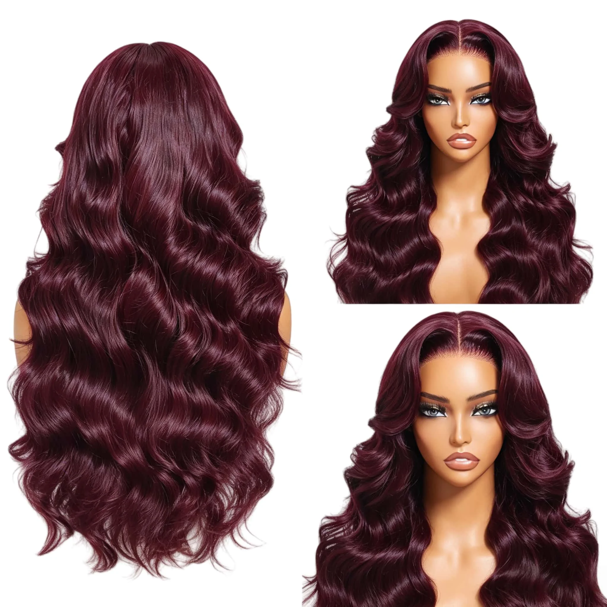 99J Burgundy Body Wave 13x6 Lace Front Wig Human Hair Pre Plucked Dark Purple 250% 13x4 Transparent Lace Frontal Wig For Women
99J Burgundy Body Wave 13x6 Lace Front Wig Human Hair Pre Plucked Dark Purple 250% 13x4 Transparent Lace Frontal Wig For Women