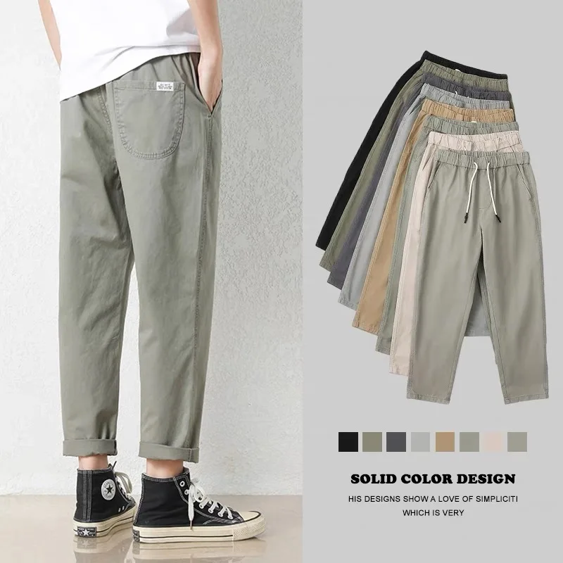 Мужские повседневные хлопковые прямые брюки из тонкого чистого хлопка, весенне-осенняя рабочая одежда с эластичной резинкой на талии, длинные брюки, модные универсальные
Мужские повседневные хлопковые прямые брюки из тонкого чистого хлопка, весенне-осенняя рабочая одежда с эластичной резинкой на талии, длинные брюки, модные универсальные