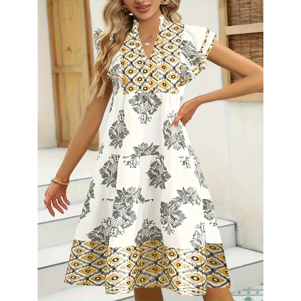 Модное женское элегантное платье больших размеров с v-образным вырезом и цветочным принтом, легкое длинное летнее платье без рукавов
Модное женское элегантное платье больших размеров с v-образным вырезом и цветочным принтом, легкое длинное летнее платье без рукавов