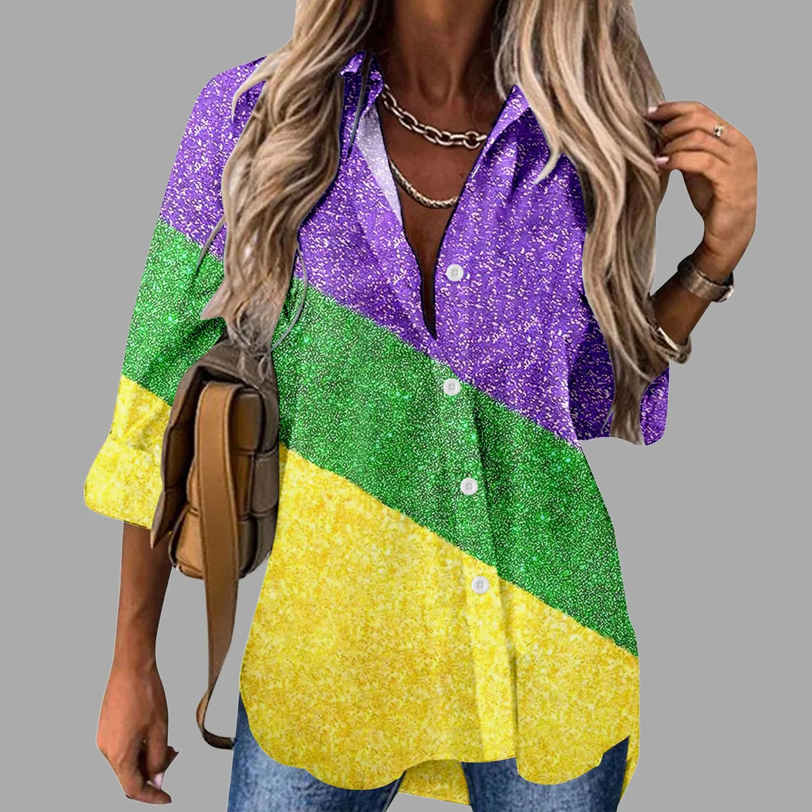 Sequin Print Lapel Sparkly Glitter Tops Blouses Women Loose Fit Long Sleeve Holiday Shirt Color Block Evening Party Shiny Shirts
Sequin Print Lapel Sparkly Glitter Tops Blouses Women Loose Fit Long Sleeve Holiday Shirt Color Block Evening Party Shiny Shirts