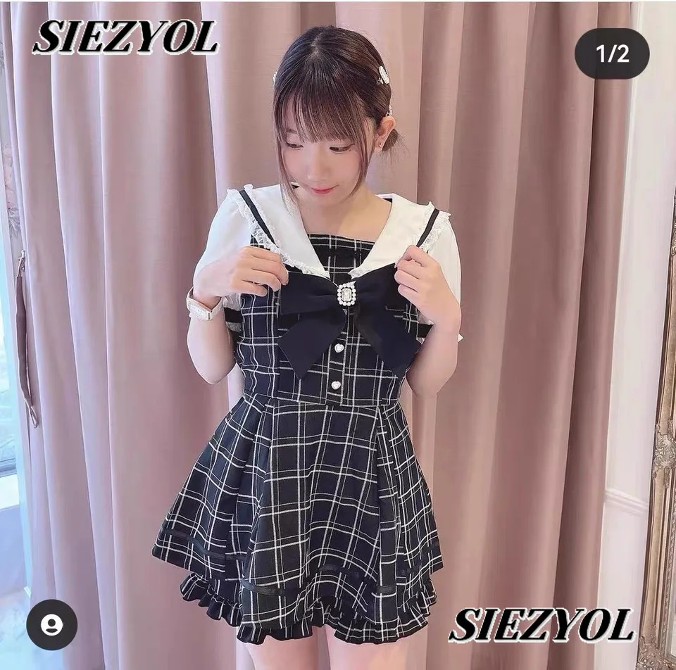 Lolita Dress Oversize Japanese Style Women's Outfits Sailor Collar Plaid Rhinestone Bow Kawaii Dress Shorts Sweet Two-Piece Suit
Lolita Dress Oversize Japanese Style Women's Outfits Sailor Collar Plaid Rhinestone Bow Kawaii Dress Shorts Sweet Two-Piece Suit