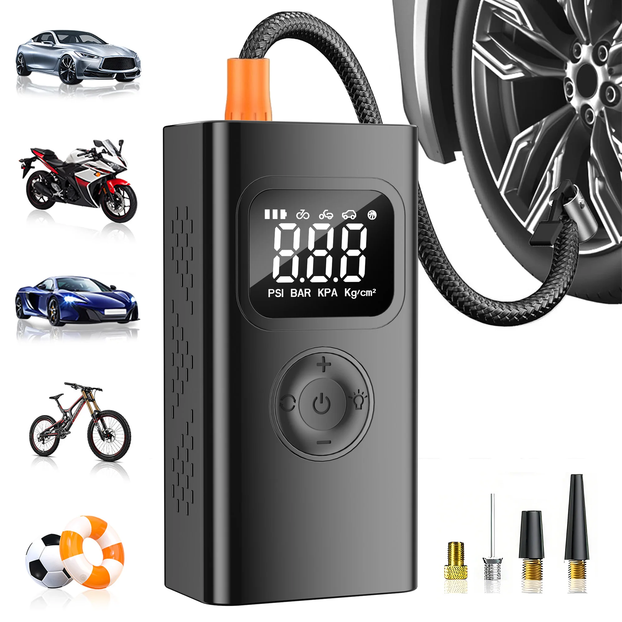 Mini Car Tire Inflator 150PSI Portable Air Compressor Electric Pump With LCD Display LED Light For Motorcycle Bicycle Ball
Mini Car Tire Inflator 150PSI Portable Air Compressor Electric Pump With LCD Display LED Light For Motorcycle Bicycle Ball