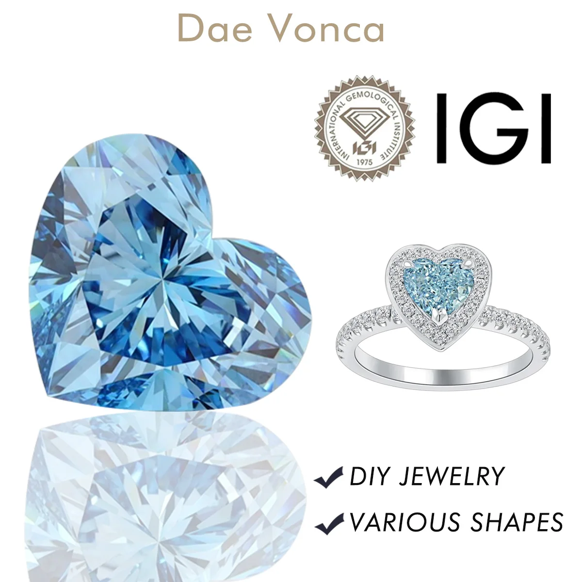 1.0-3.0ct Blue Heart Shape Lab Created Diamond HPHT/CVD Fancy Blue Lab Grown Diamond VVS/VS Loose Diamond With IGI Certificate
1.0-3.0ct Blue Heart Shape Lab Created Diamond HPHT/CVD Fancy Blue Lab Grown Diamond VVS/VS Loose Diamond With IGI Certificate