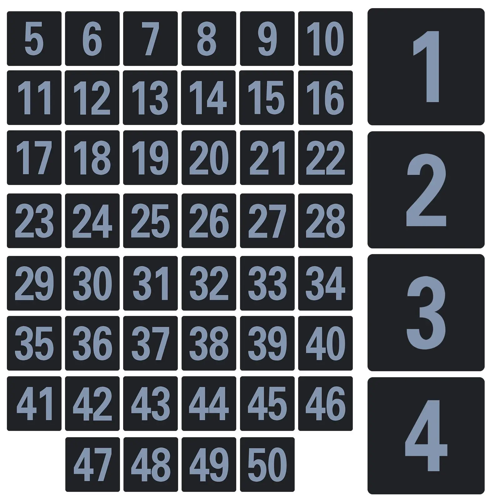 50 Pcs Table Number Plates Double Sided Numbers for Restaurant Cafe Banquet Wedding Reception Signs Plastic Material
50 Pcs Table Number Plates Double Sided Numbers for Restaurant Cafe Banquet Wedding Reception Signs Plastic Material
