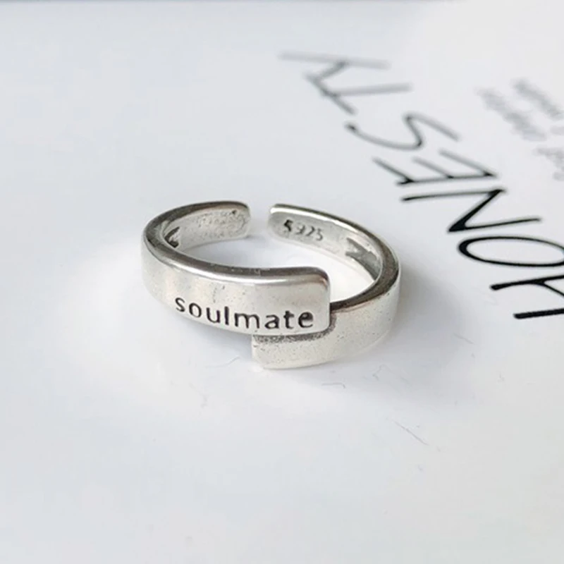 925 Sterling Silver Rings For Women Men Vintage Letters Irregular Engagement Ring Adjustable Retro Party Jewelry Anillos Mujer
925 Sterling Silver Rings For Women Men Vintage Letters Irregular Engagement Ring Adjustable Retro Party Jewelry Anillos Mujer