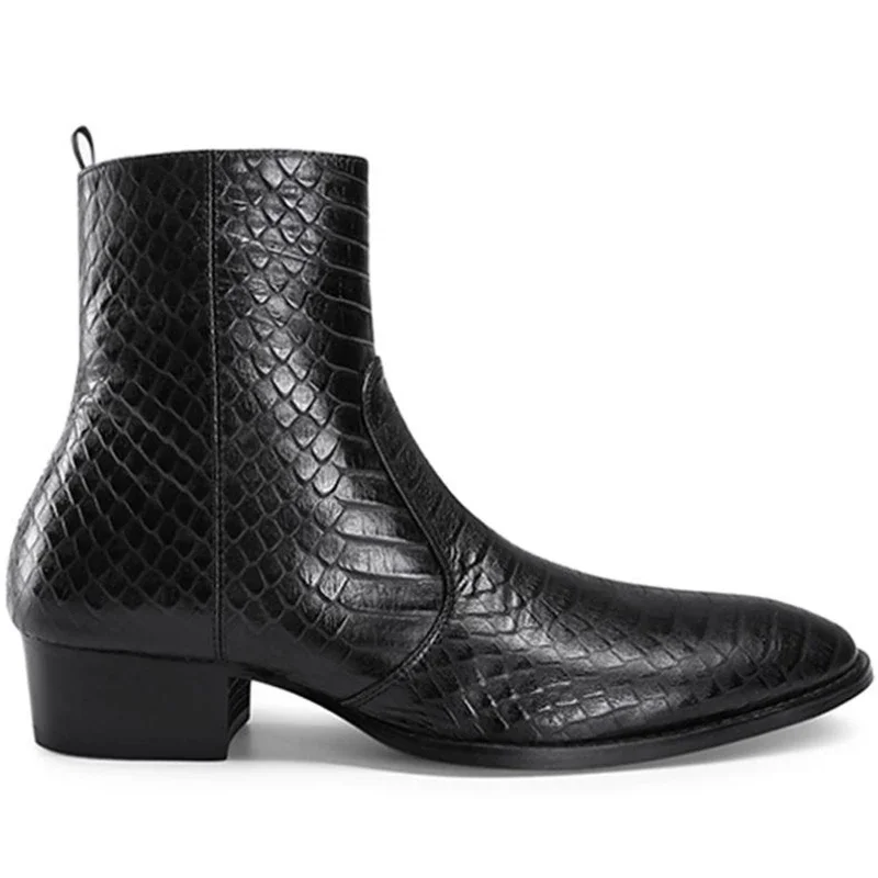 2023 Autumn Men's Boots Shoes Snake Pattern Genuine Leather Boots Men Pointed Toe High Heels Black Business, Party Boots Male!
2023 Autumn Men's Boots Shoes Snake Pattern Genuine Leather Boots Men Pointed Toe High Heels Black Business, Party Boots Male!
