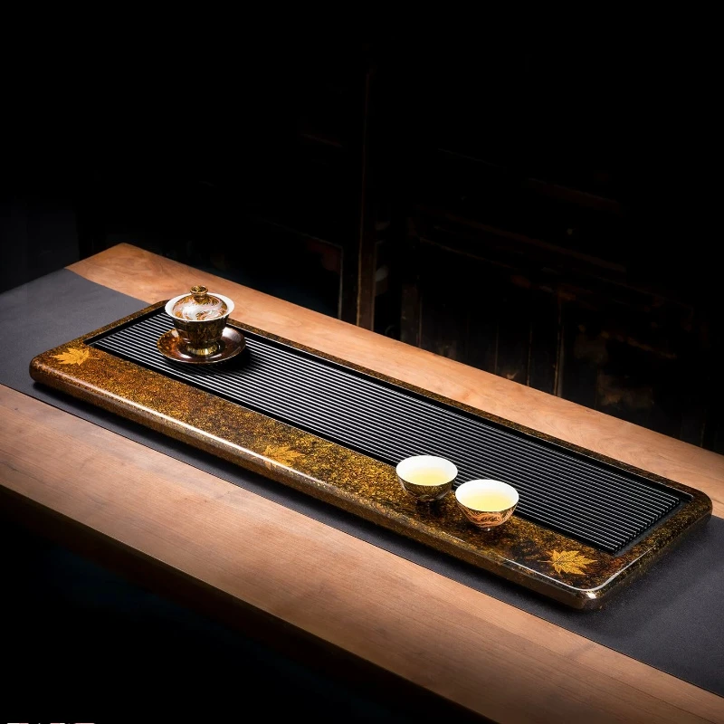 Handmade lacquer maple leaf tea tray dry and wet high-grade wooden tea table can be drained
Handmade lacquer maple leaf tea tray dry and wet high-grade wooden tea table can be drained