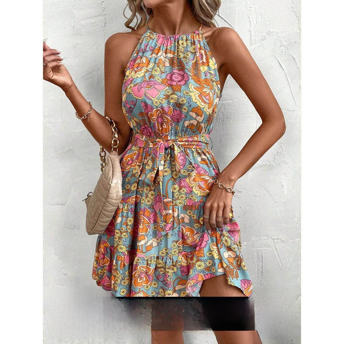 Spring Summer Women's Dress Belted Print Strap Midi Skirt Fashionable Casual Maxi Dress Comfortable Breathable Lightweight
Spring Summer Women's Dress Belted Print Strap Midi Skirt Fashionable Casual Maxi Dress Comfortable Breathable Lightweight