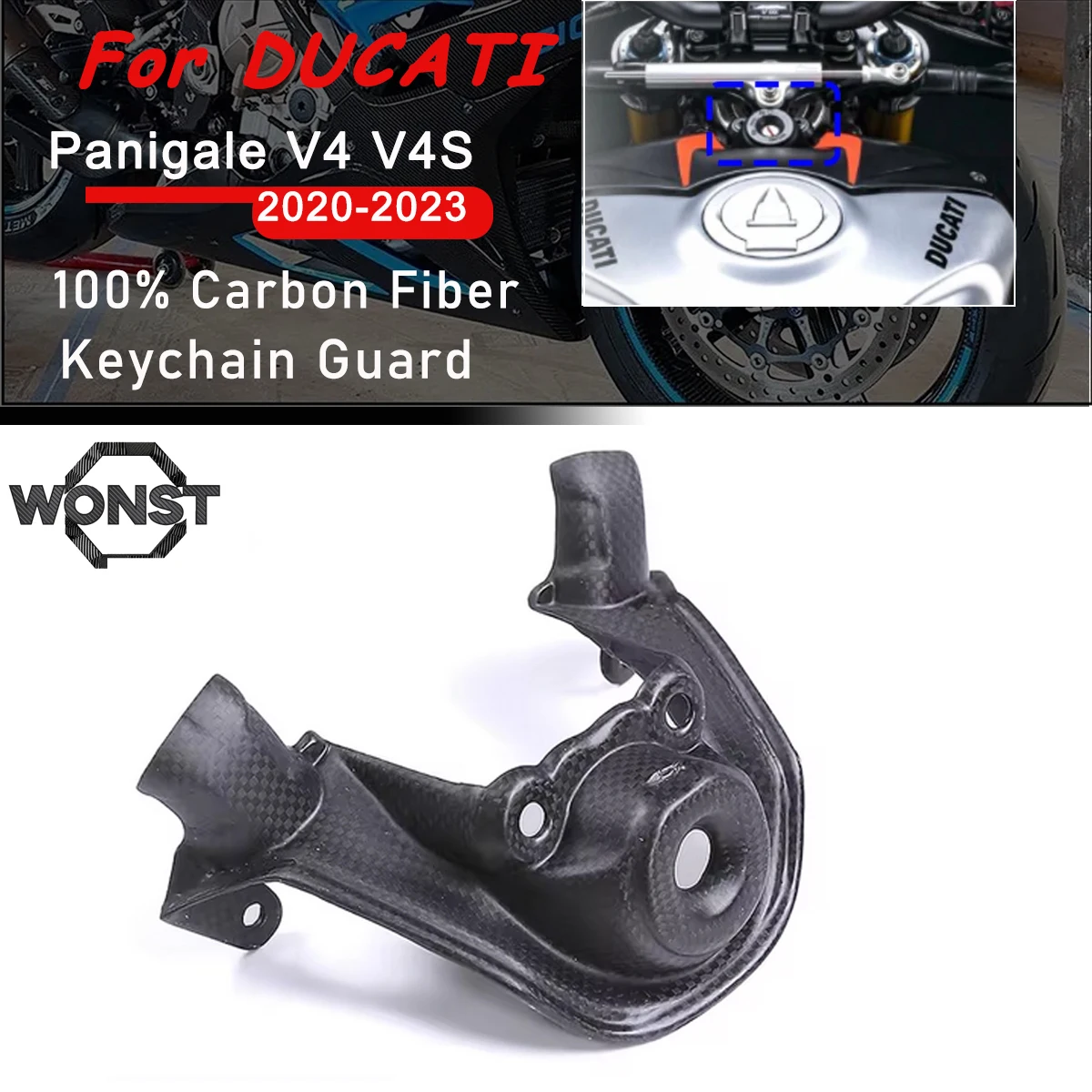 For DUCATI Streetfighter V4 V4S 2020-2023 Carbon Fiber Front Tank Switch Key Cover Motorcycle Parts Keys Ignition Keychain Guard
For DUCATI Streetfighter V4 V4S 2020-2023 Carbon Fiber Front Tank Switch Key Cover Motorcycle Parts Keys Ignition Keychain Guard