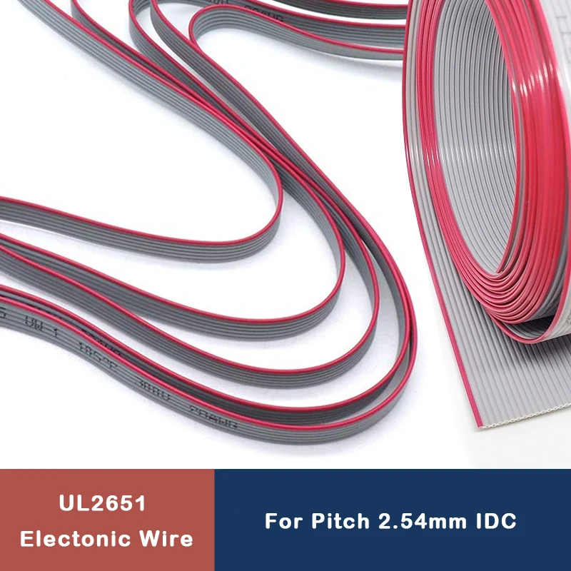 UL2651 Gray Flat Data Cable 1.27mm Wire 28AWG 10 14 16 20 26 30 34 40 50 60 pins 300V for 2.54mm IDC Connector 1~20m
UL2651 Gray Flat Data Cable 1.27mm Wire 28AWG 10 14 16 20 26 30 34 40 50 60 pins 300V for 2.54mm IDC Connector 1~20m