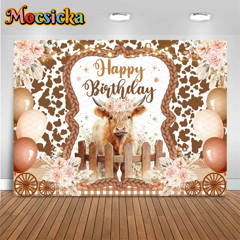 Mocsicka Happy Birthday Backdrop Western Farm Cow Print Photography Background Boho Cowgirl Party Decorations Photo Booth Banner
Mocsicka Happy Birthday Backdrop Western Farm Cow Print Photography Background Boho Cowgirl Party Decorations Photo Booth Banner
