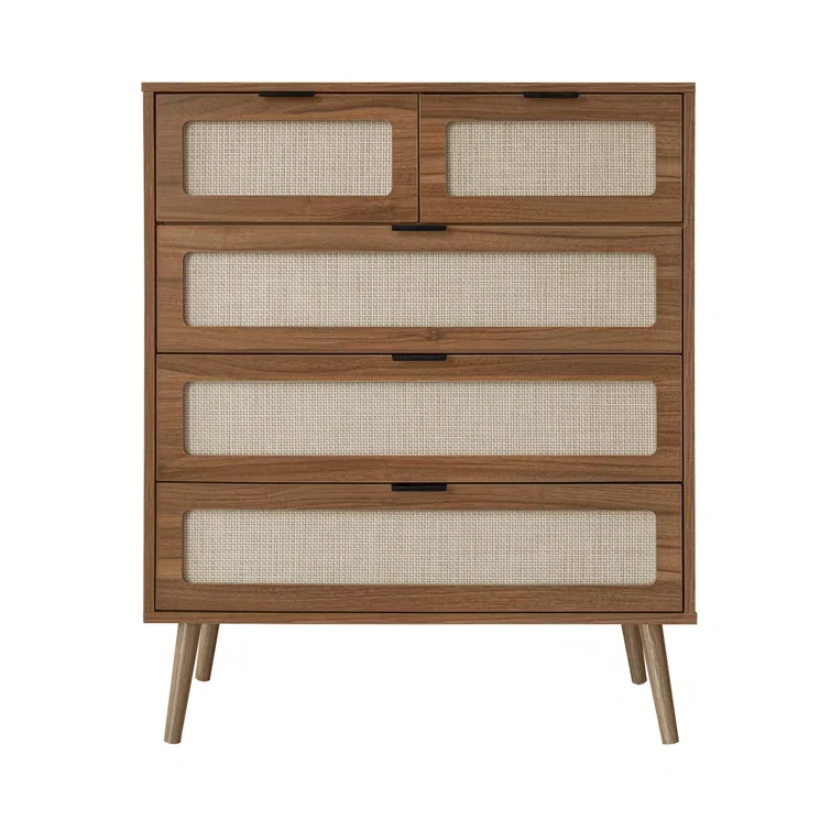 5 - Drawer Dresser With Rattan Accent And Wood Construction Practical And Stylish Wooden Dresser
5 - Drawer Dresser With Rattan Accent And Wood Construction Practical And Stylish Wooden Dresser