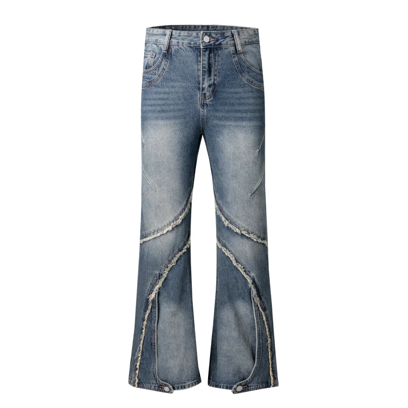 JK9645 High Street Heavy Splicing Raw Edge Zip Micro Flare Jeans Men's American Street Loose Wide Leg Pants Couples
JK9645 High Street Heavy Splicing Raw Edge Zip Micro Flare Jeans Men's American Street Loose Wide Leg Pants Couples