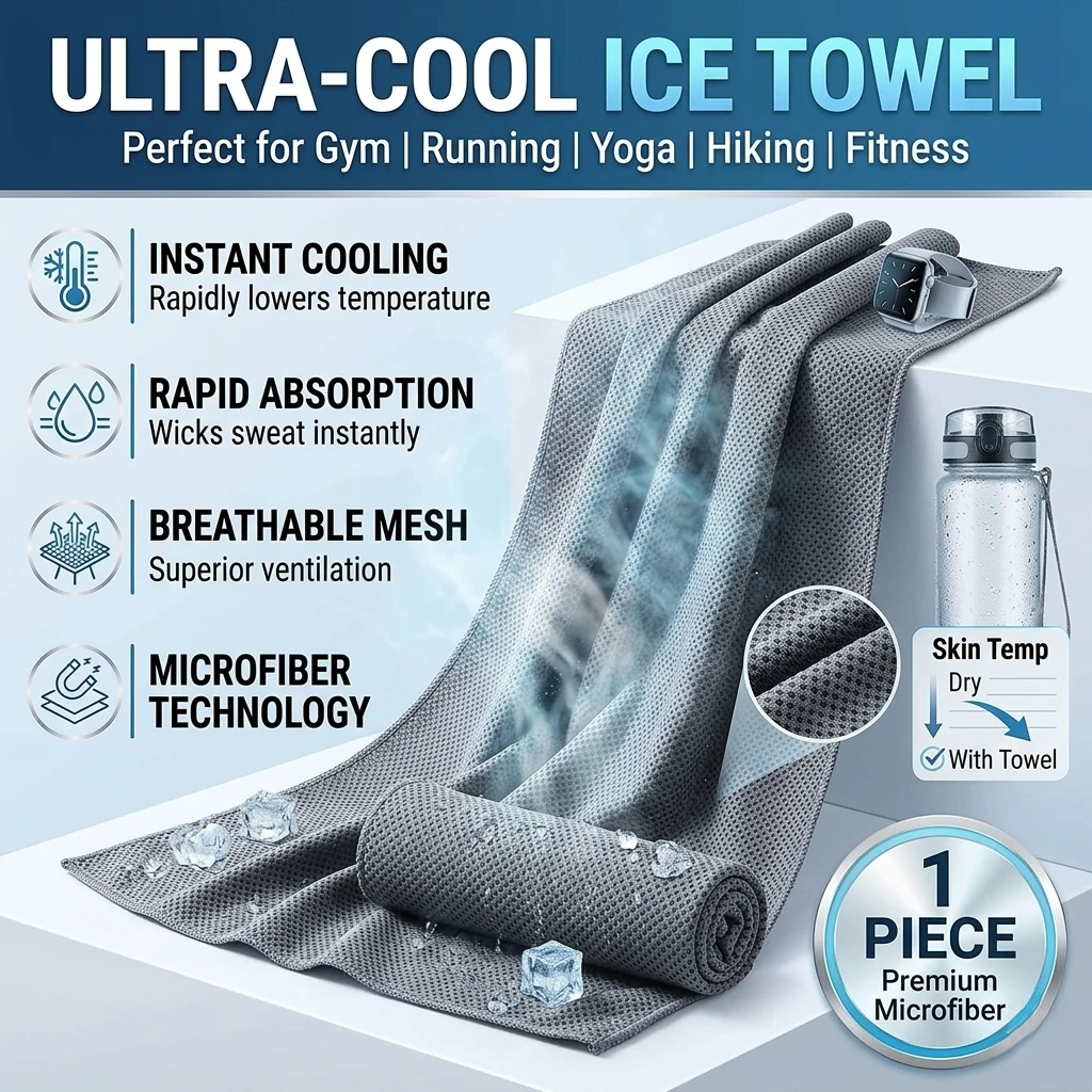 Sports Cooling Towel Microfiber Instant Cool Ice Towels Breathable Sweat Absorbent For Gym Running Yoga Hiking Fitness 1 Piece
Sports Cooling Towel Microfiber Instant Cool Ice Towels Breathable Sweat Absorbent For Gym Running Yoga Hiking Fitness 1 Piece