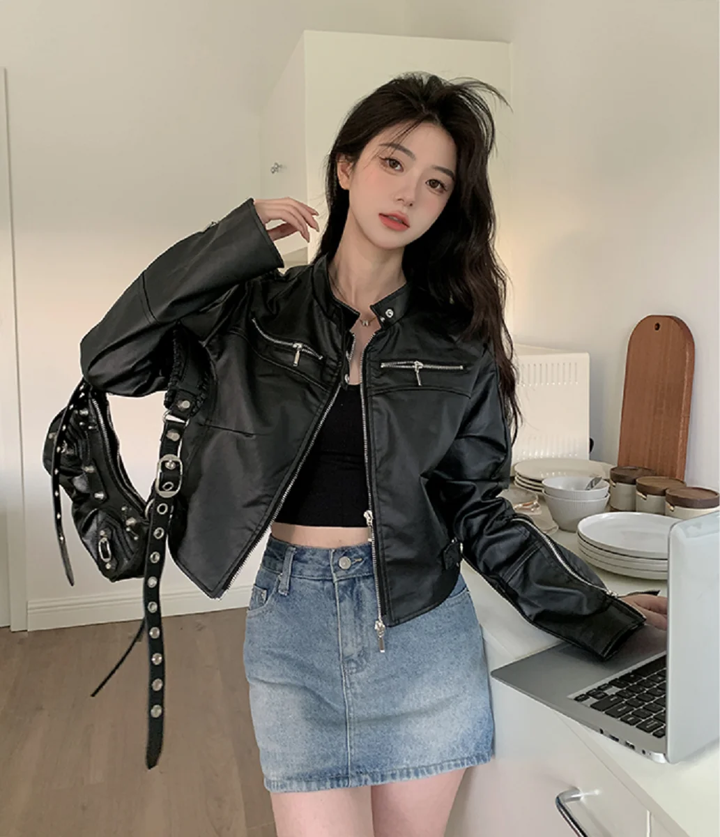 American Retro Hot Girl Leather Jacket Women Autumn Winter New Niche Design High-End Slim Short Top
American Retro Hot Girl Leather Jacket Women Autumn Winter New Niche Design High-End Slim Short Top
