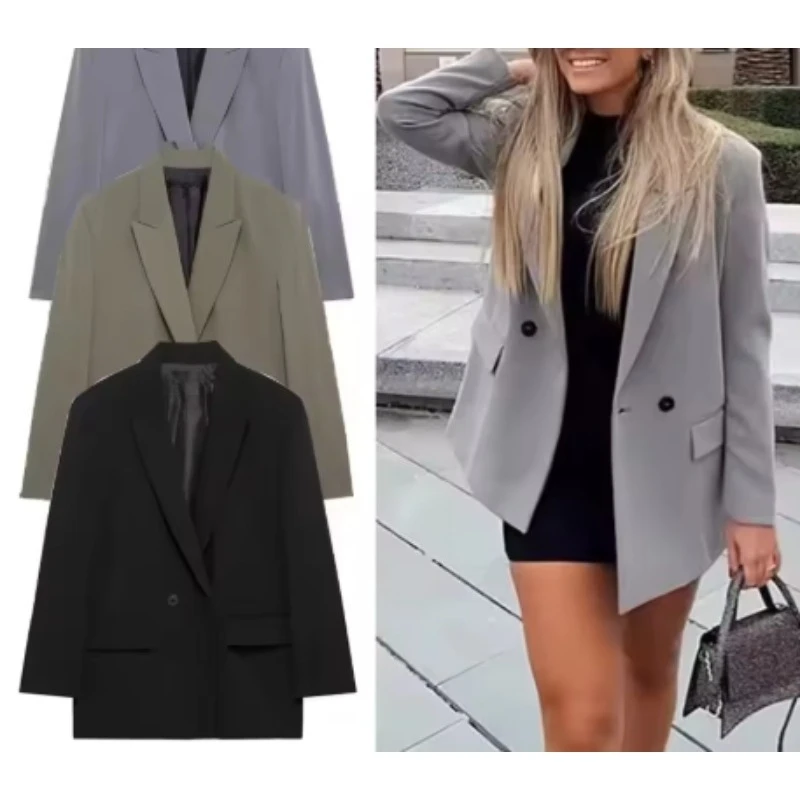 Solid Double Breasted Lapel Blazer Long Sleeve Oversized Loose Women Office Casual Suit Coat Outwear 260701
Solid Double Breasted Lapel Blazer Long Sleeve Oversized Loose Women Office Casual Suit Coat Outwear 260701