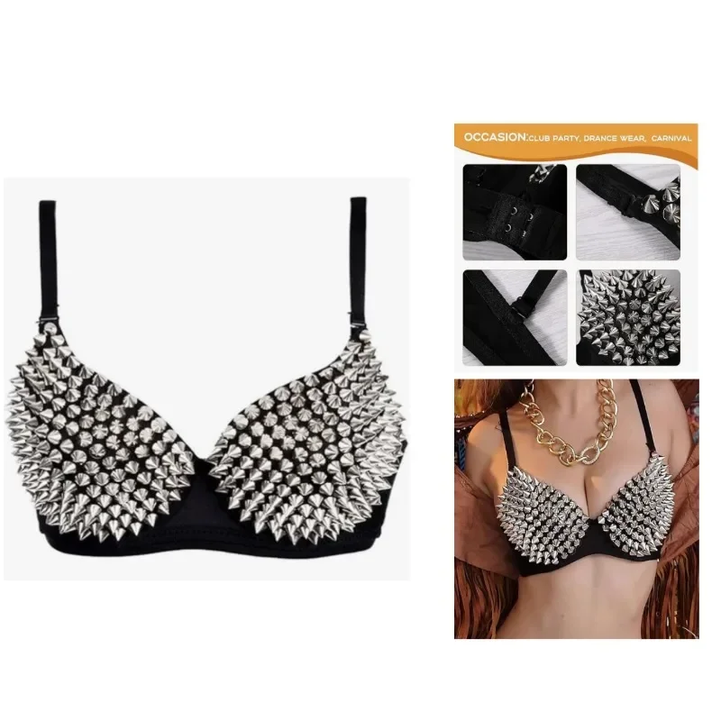 Studded Bra Punk Dancing Performance Silver Metallic Rivets Spiked Bra with Adjustable Strap for Club Party Drance Wear Carnival
Studded Bra Punk Dancing Performance Silver Metallic Rivets Spiked Bra with Adjustable Strap for Club Party Drance Wear Carnival