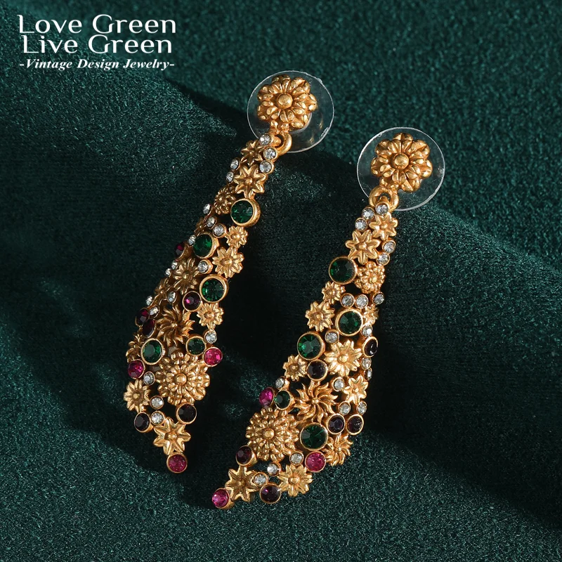 Vintage Colorful Natural Stone Luxury Flower Earrings For Women Hollow Gold Color Jewelry Trends 2026 High Quality Christmas New
Vintage Colorful Natural Stone Luxury Flower Earrings For Women Hollow Gold Color Jewelry Trends 2026 High Quality Christmas New