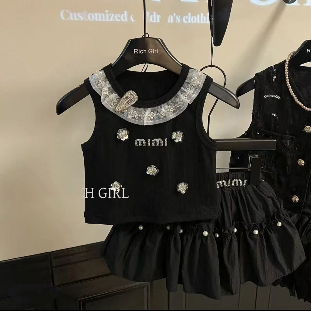 Girls' Summer New Set Children's Fashionable High-end Design Clothing Fashionable Vest Two-piece Set for Baby Girls 90-150CM
Girls' Summer New Set Children's Fashionable High-end Design Clothing Fashionable Vest Two-piece Set for Baby Girls 90-150CM