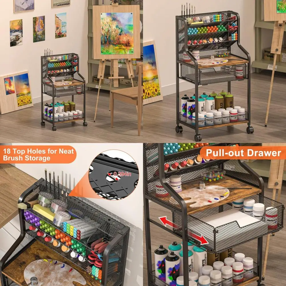 6-Tier Metal Art Storage Cart with Lockable Wheels and Removable Dividers for Craft Room and Supplies
6-Tier Metal Art Storage Cart with Lockable Wheels and Removable Dividers for Craft Room and Supplies