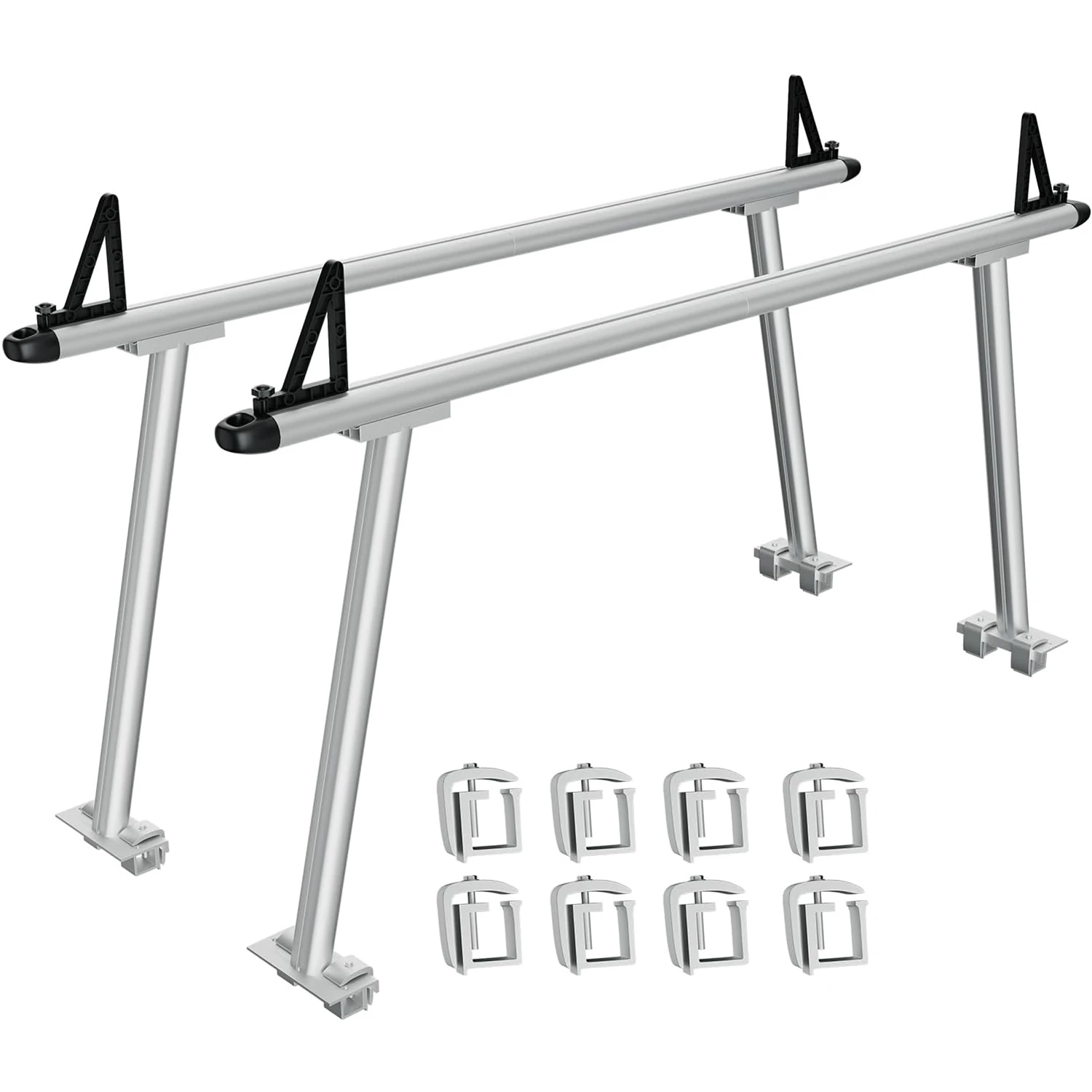 Aluminum Truck Ladder Rack, Fixed Width 800 Lbs Capacity, with 8 Non-Drilling c-Clamps, Heavy Duty Truck Bed Rack Two-Bar Set for Kayak, Surfboard, Lumber, Ladder
Aluminum Truck Ladder Rack, Fixed Width 800 Lbs Capacity, with 8 Non-Drilling c-Clamps, Heavy Duty Truck Bed Rack Two-Bar Set for Kayak, Surfboard, Lumber, Ladder