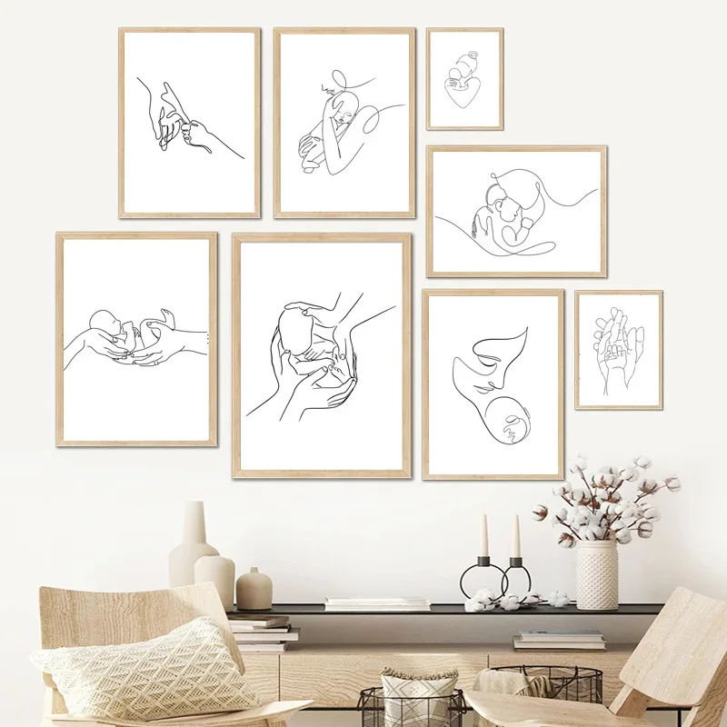 Hug Baby Hands and Feet Abstract Black and White Minimalist Line Poster Wall Art Canvas Painting Home Decor for Children
Hug Baby Hands and Feet Abstract Black and White Minimalist Line Poster Wall Art Canvas Painting Home Decor for Children