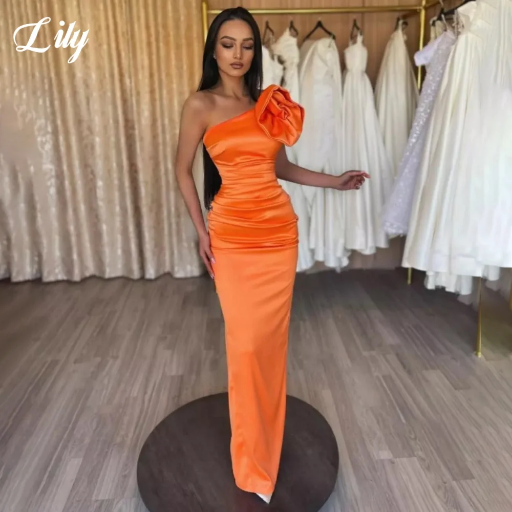 Lily Orange Color Elegant Evening Dresses Satin 3D-Flowers Mermaid Formal Gown Sleeveless Floor-Length Party Dresses Customized
Lily Orange Color Elegant Evening Dresses Satin 3D-Flowers Mermaid Formal Gown Sleeveless Floor-Length Party Dresses Customized