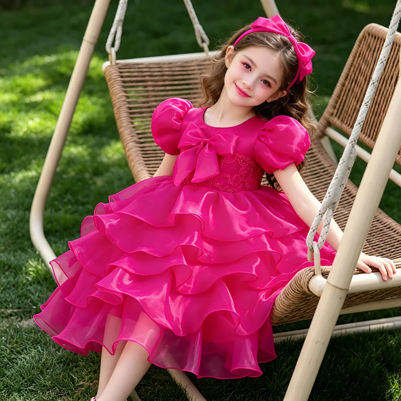 Girl cake dress bow bubble sleeve princess catwalk show halloween flower girl banquet
Girl cake dress bow bubble sleeve princess catwalk show halloween flower girl banquet