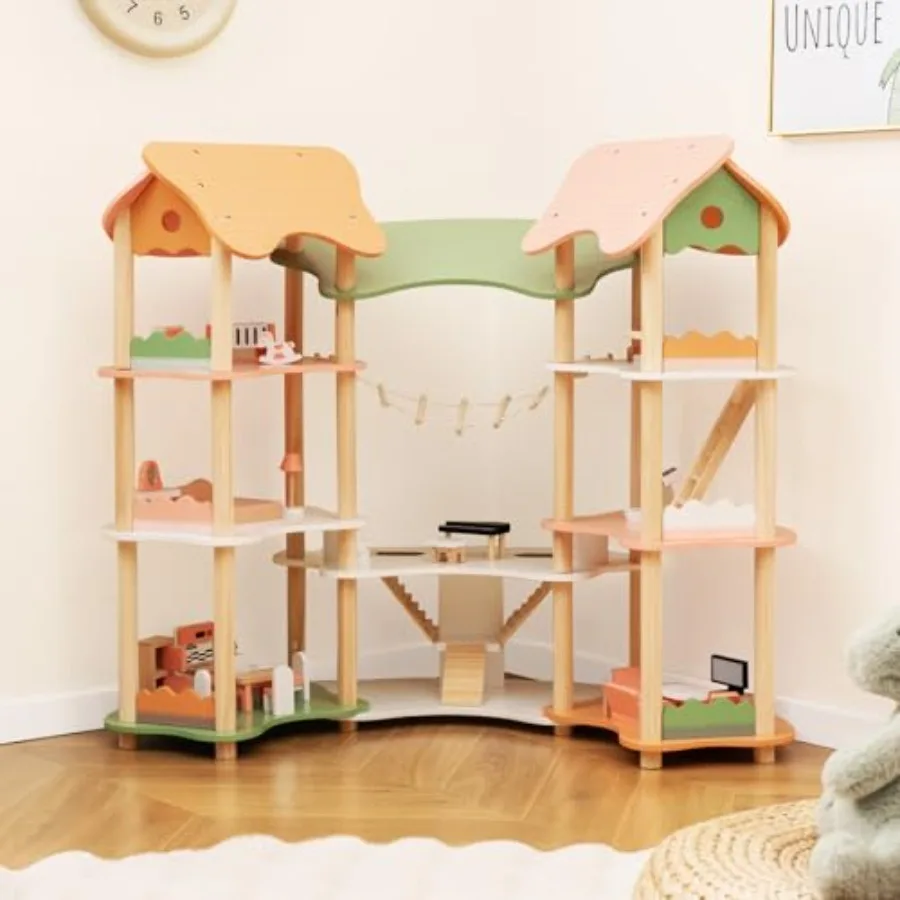 Wooden Dollhouse for:3-Story Luxury Playset with 32-Piece Furniture, 7 Rooms, Stairs Balcony, DIY Pretend Play, Colorful Birch
Wooden Dollhouse for:3-Story Luxury Playset with 32-Piece Furniture, 7 Rooms, Stairs Balcony, DIY Pretend Play, Colorful Birch