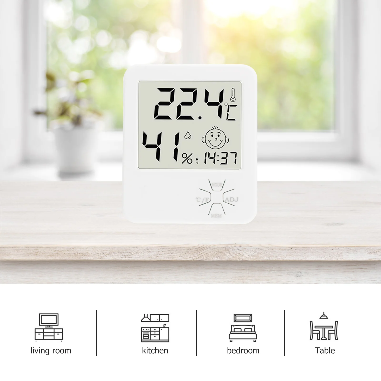 Digital Hygrothermograph Indoor Thermometer Humidity Meter Home White Clear Display Wall Table Temperature Monitoring Alarm 
Digital Hygrothermograph Indoor Thermometer Humidity Meter Home White Clear Display Wall Table Temperature Monitoring Alarm