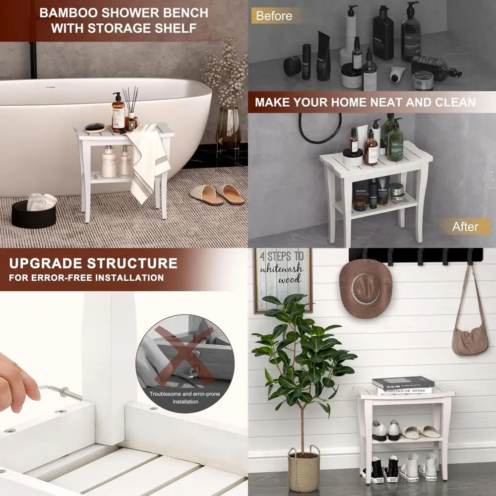 White Shower Bench with Storage Shelf, Waterproof Spa Bath Seat for Indoor or Outdoor Use, Ideal for Adults, Elderly, and Senior
White Shower Bench with Storage Shelf, Waterproof Spa Bath Seat for Indoor or Outdoor Use, Ideal for Adults, Elderly, and Senior