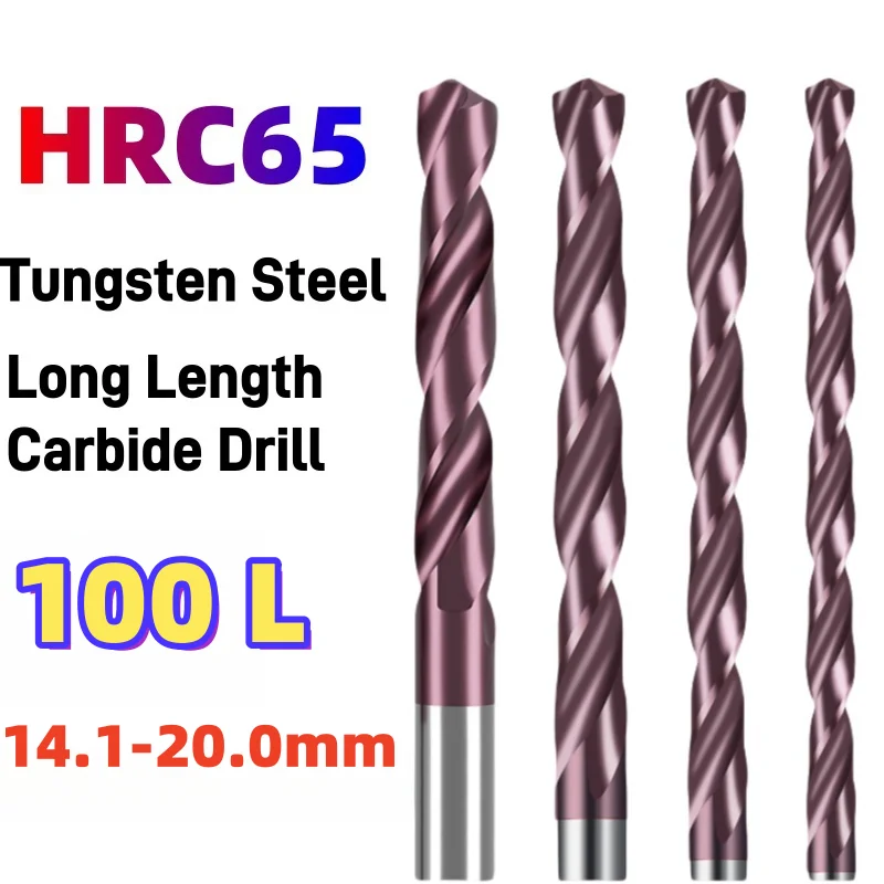 HRC65 60 CNC Carbide Twist Drill Bit 100mm Long Length For Cast Iron Metal Aluminum Hole Machine Tool 14.1-20.0mm 1PCS
HRC65 60 CNC Carbide Twist Drill Bit 100mm Long Length For Cast Iron Metal Aluminum Hole Machine Tool 14.1-20.0mm 1PCS