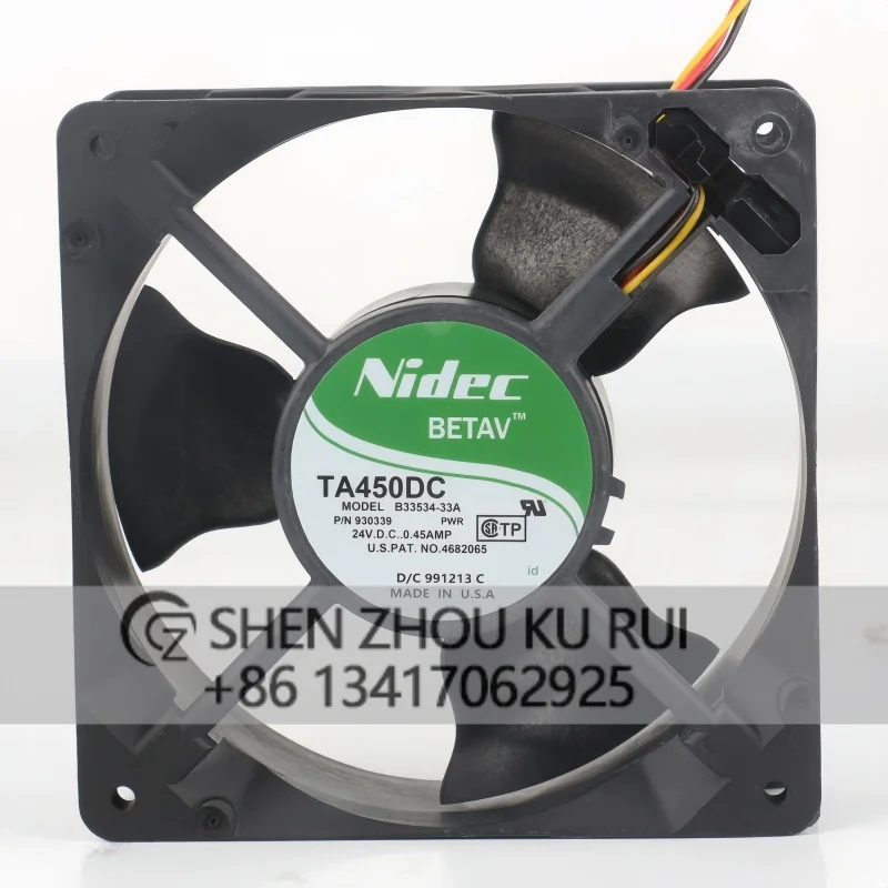 B33534-33A Original Nidec 5V 12V 48V DC 24V 0.45A AC EC 12038 120X120X38MM 12CM Server inverter Double Ball 3-wire Cooling fan
B33534-33A Original Nidec 5V 12V 48V DC 24V 0.45A AC EC 12038 120X120X38MM 12CM Server inverter Double Ball 3-wire Cooling fan