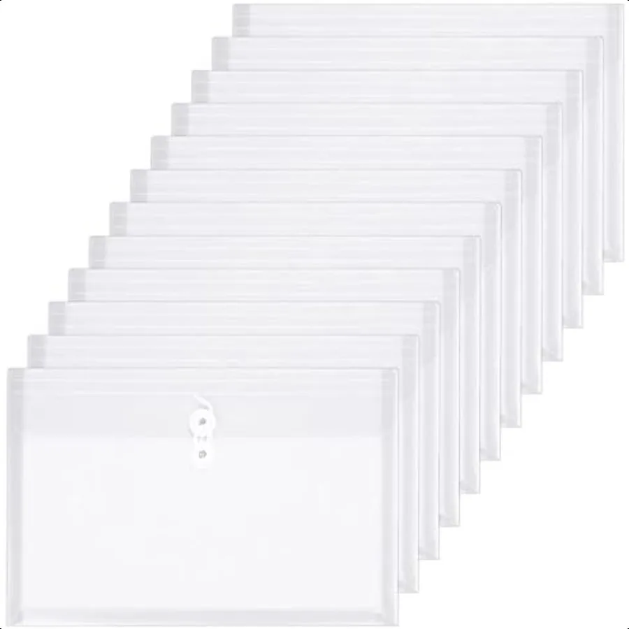 Plastic Envelopes with String Closure Clear Side Loading Folders Legal Size Paper Office Organizer 12 Packs White
Plastic Envelopes with String Closure Clear Side Loading Folders Legal Size Paper Office Organizer 12 Packs White