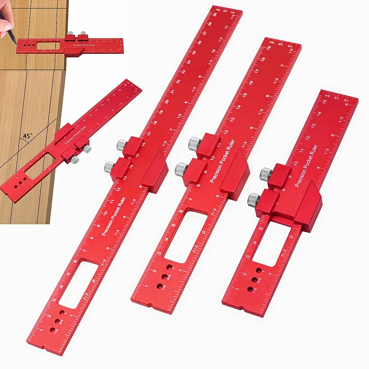 1/3Pcs Precision Pocket Ruler Metal Slide Ruler Inch and Metric,Aluminum Woodworking Ruler with Slide Stop T-Type Scribing Ruler
1/3Pcs Precision Pocket Ruler Metal Slide Ruler Inch and Metric,Aluminum Woodworking Ruler with Slide Stop T-Type Scribing Ruler