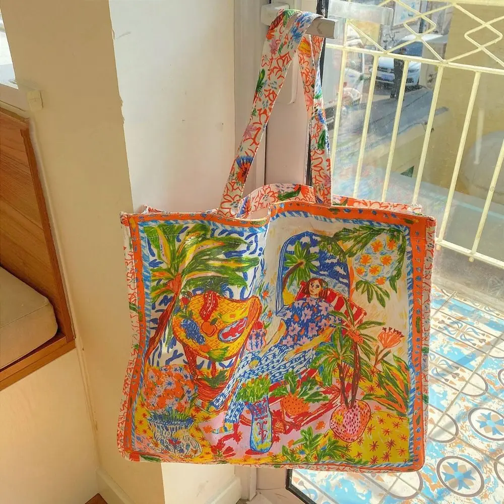 Thai Oil Painting Printed Canvas Bag Large Capacity Tote Bag Letter Shoulder Bag Graffiti Shopping Bag Print Cloth Handbag
Thai Oil Painting Printed Canvas Bag Large Capacity Tote Bag Letter Shoulder Bag Graffiti Shopping Bag Print Cloth Handbag