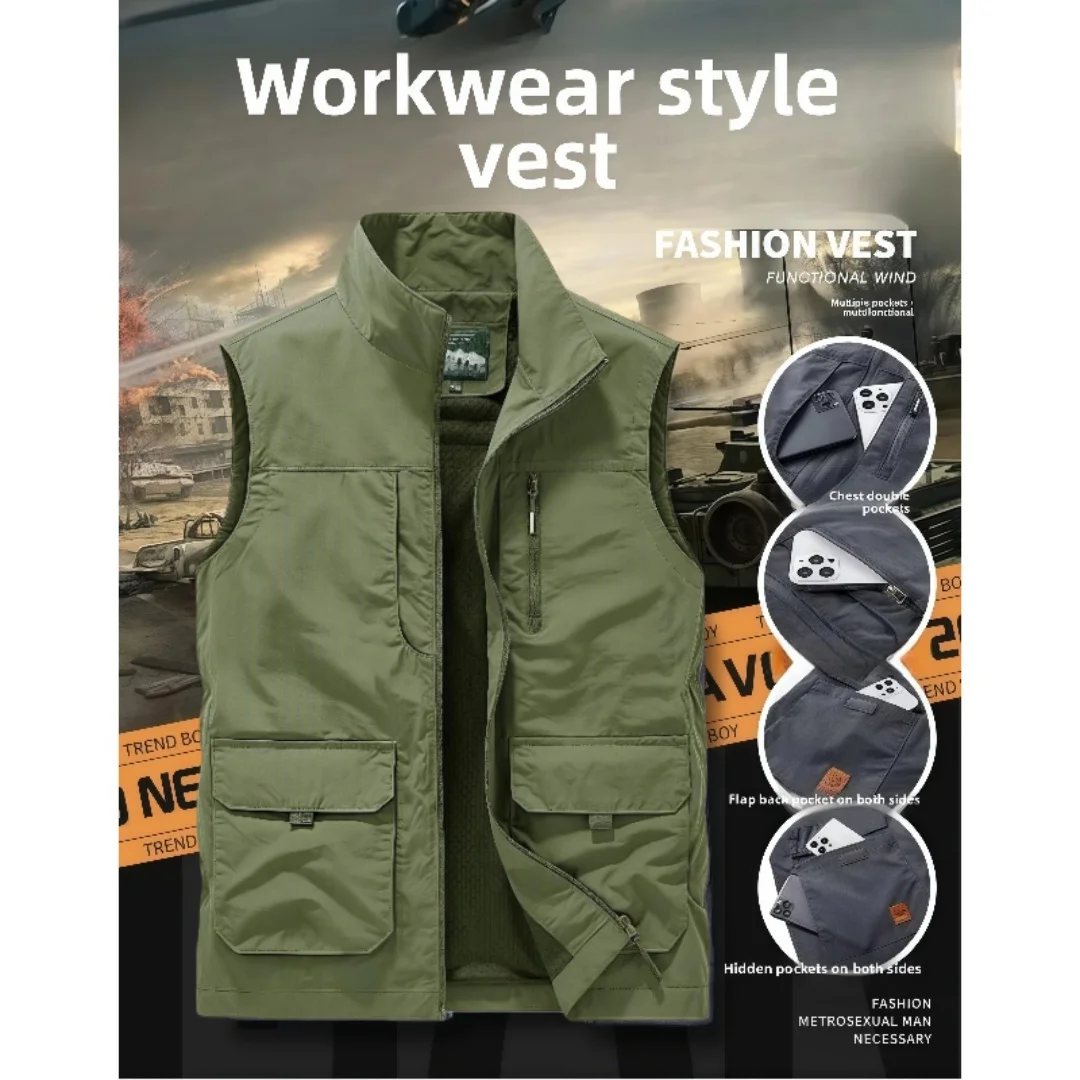 New Men's Vest Spring Autumn Multi-Pocket Shoulder Patch Outdoor Fishing Photography Workwear Group Buy Jacket Vest Loose Fit
New Men's Vest Spring Autumn Multi-Pocket Shoulder Patch Outdoor Fishing Photography Workwear Group Buy Jacket Vest Loose Fit