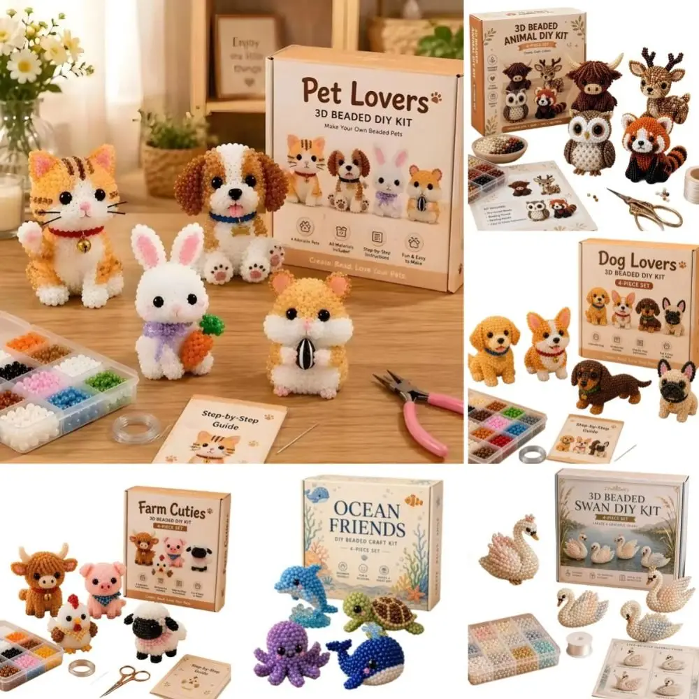4pcs New Creative 3D Animal Bead Kit Mini Size Farm & Sea Animals Pets Beading Set Bead Craft Handmade Bead Art Set DIY Activity
4pcs New Creative 3D Animal Bead Kit Mini Size Farm & Sea Animals Pets Beading Set Bead Craft Handmade Bead Art Set DIY Activity